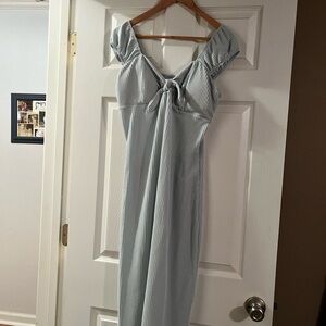 Striped Off-Shoulder Maxi Dress